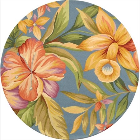 Safavieh 4 ft. x 4 ft. Round- Country and Floral Chelsea Blue Hand Hooked Rug HK212C-4R